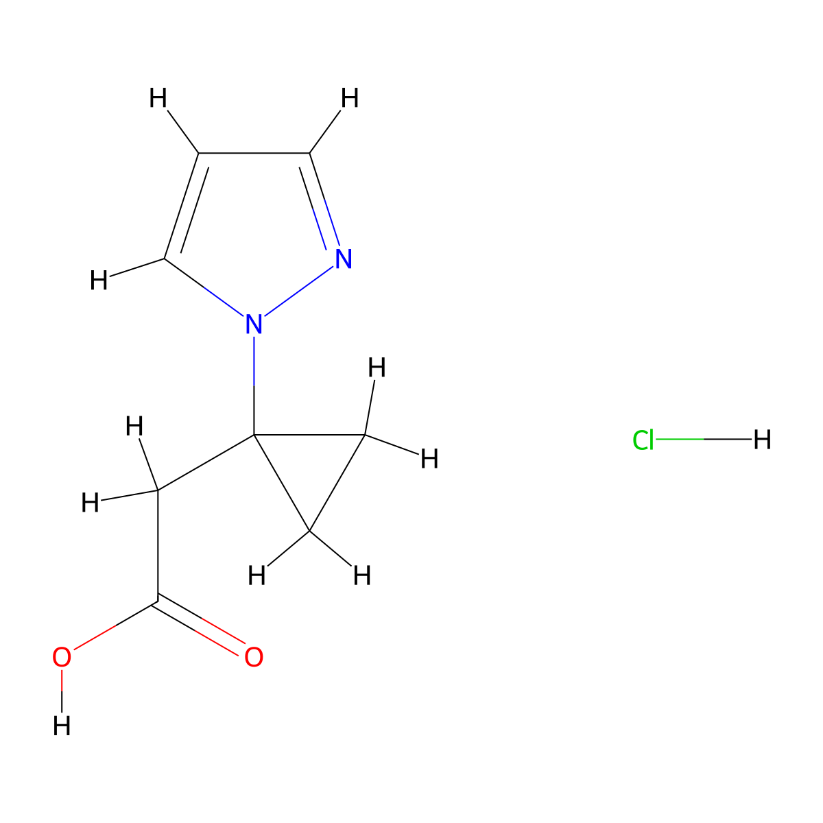 2-[1-(1H-pyrazol-1-yl)cyclopropyl]acetic acid hydrochloride molecular structure, CAS 2803861-45-0
