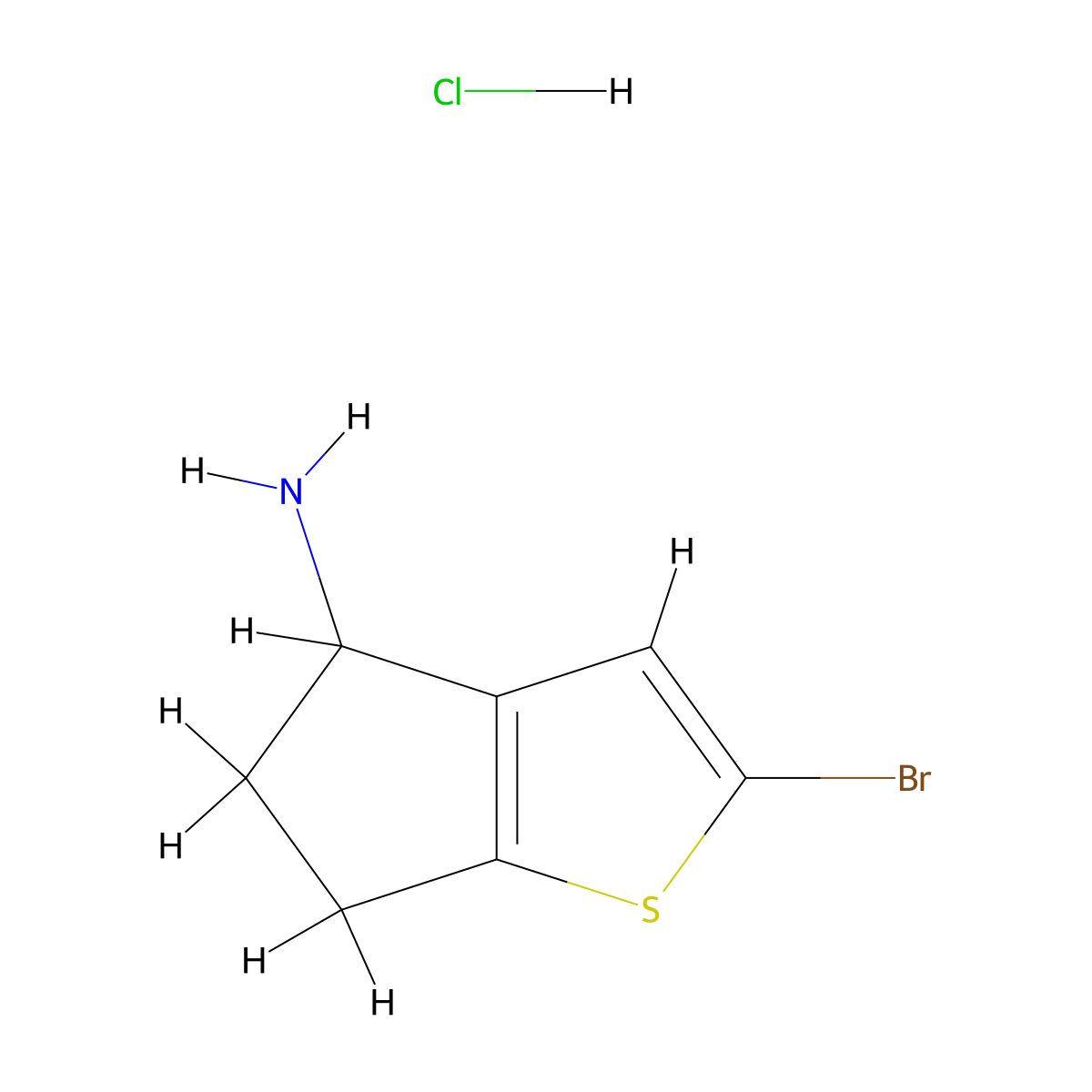 2-bromo-4H,5H,6H-cyclopenta[b]thiophen-4-aminehydrochloride molecular structure, CAS 2803861-52-9
