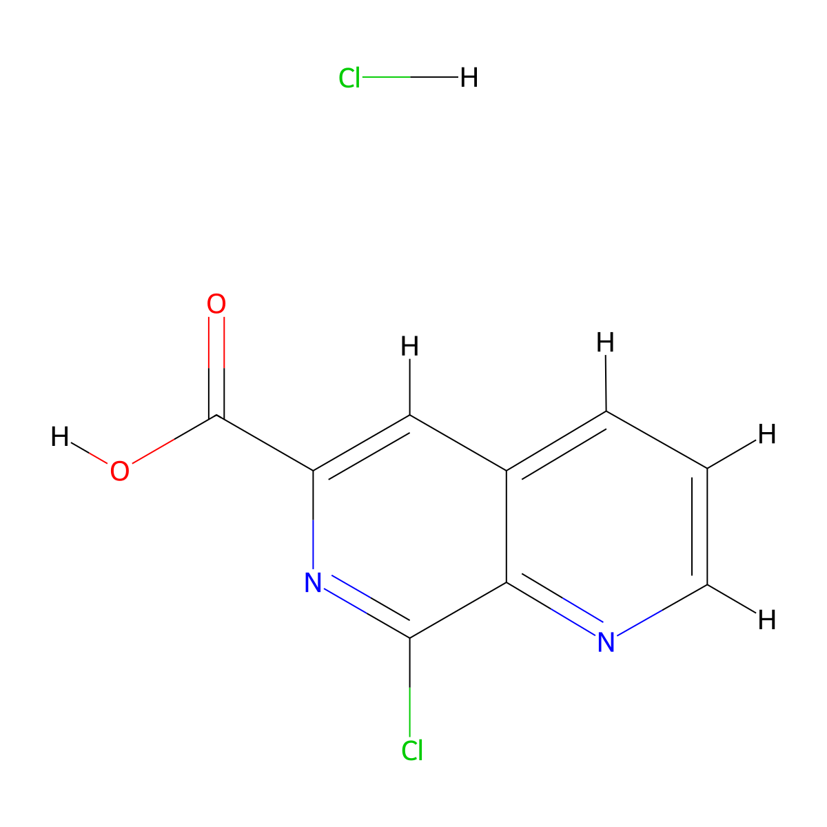 8-Chloro-1,7-naphthyridine-6-carboxylic acid hydrochloride molecular structure, CAS 2803861-53-0