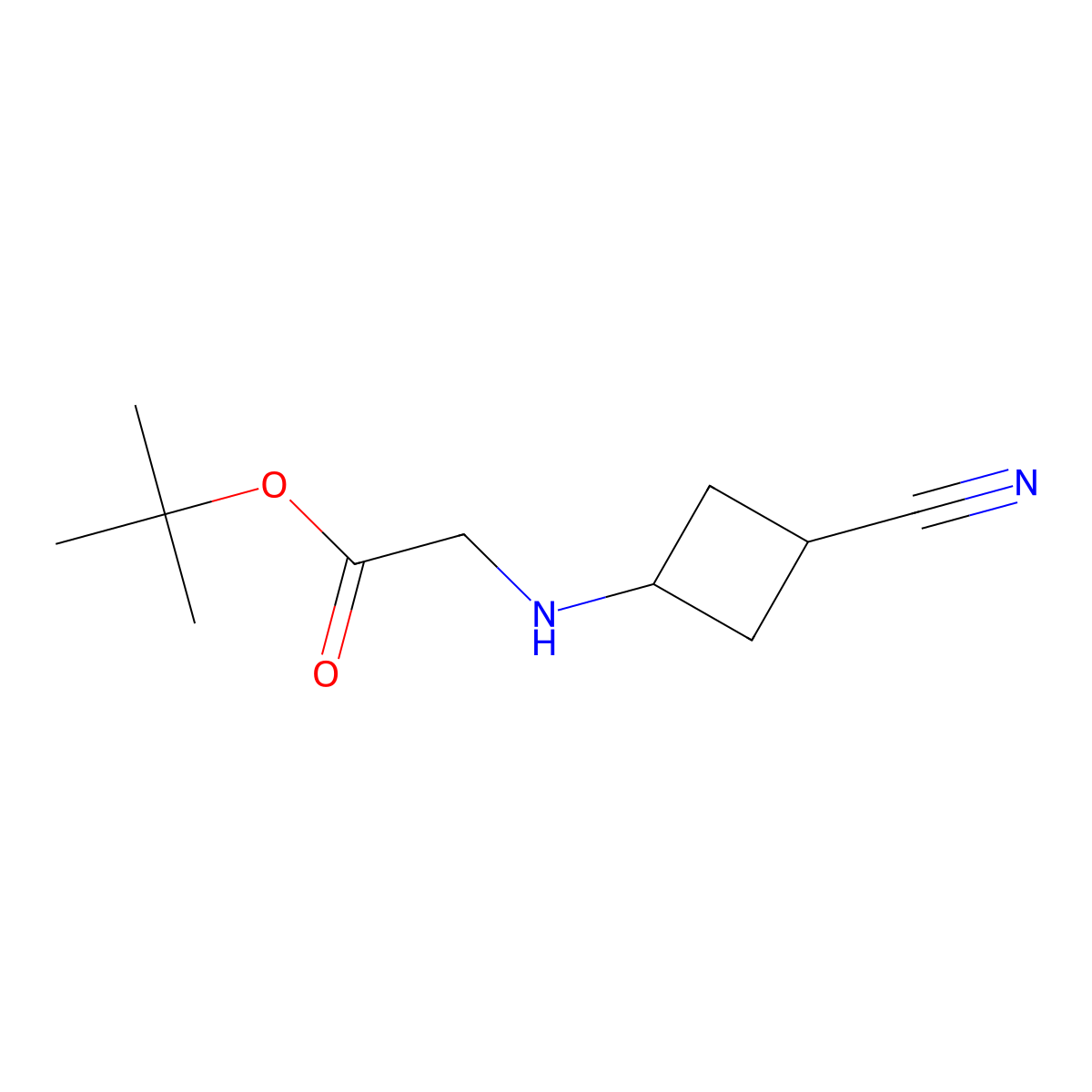 Tert-butyl 2-((3-cyanocyclobutyl)amino)acetate molecular structure, CAS 2803861-56-3