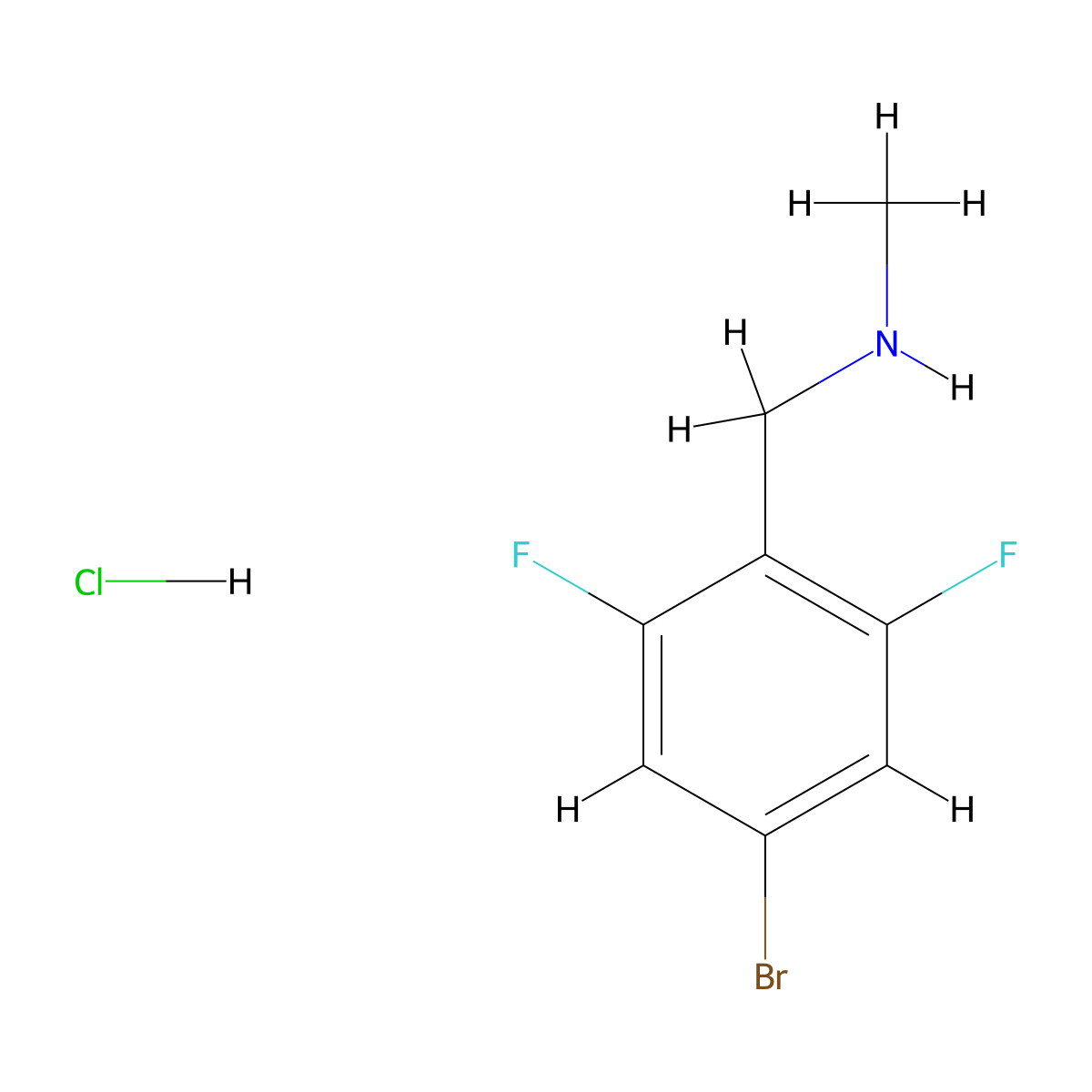 [(4-Bromo-2,6-difluorophenyl)methyl](methyl)aminehydrochloride molecular structure, CAS 2803861-57-4
