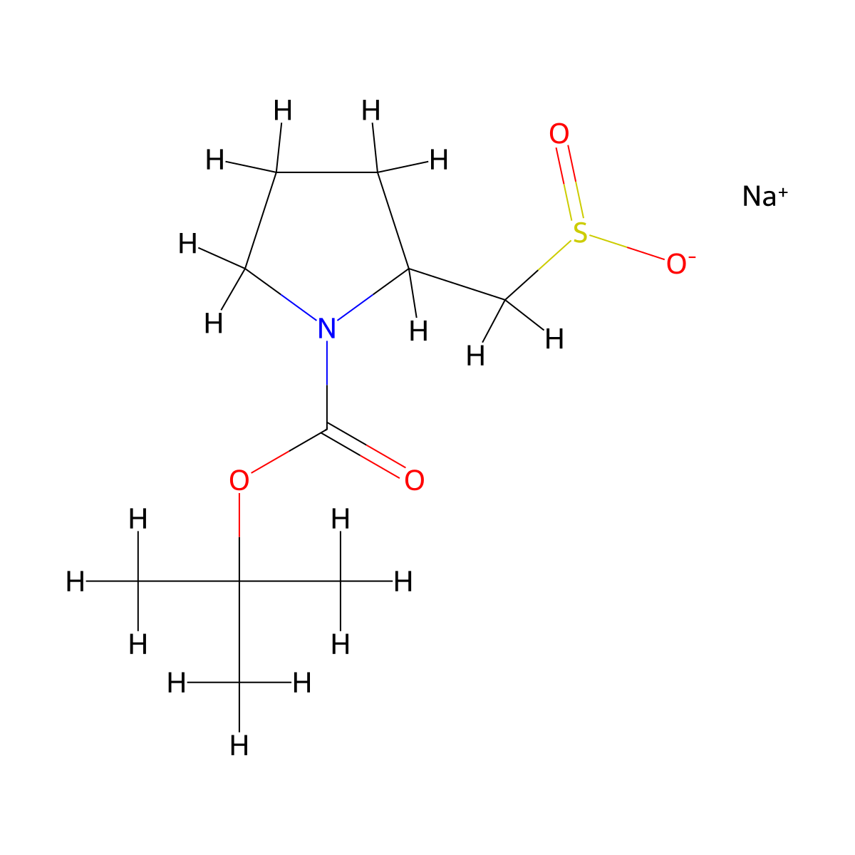 Sodium (1-((tert-butoxy)carbonyl)pyrrolidin-2-yl)methanesulfinate molecular structure, CAS 2803861-79-0