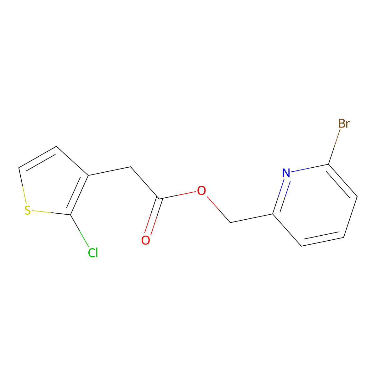 (6-Bromopyridin-2-yl)methyl 2-(2-chlorothiophen-3-yl)acetate molecular structure, CAS 2803861-83-6