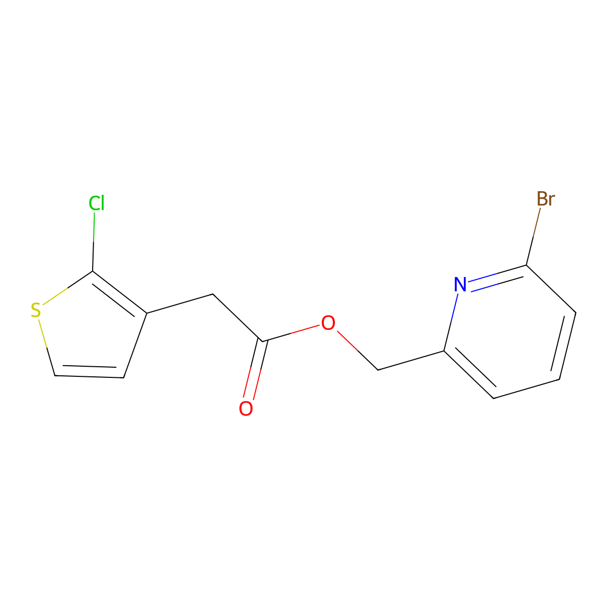 (6-Bromopyridin-2-yl)methyl 2-(2-chlorothiophen-3-yl)acetate molecular structure, CAS 2803861-83-6
