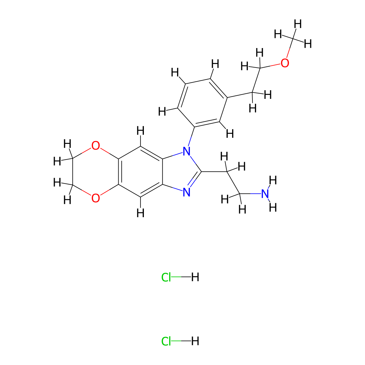 2-{6-[3-(2-Methoxyethyl)phenyl]-10,13-dioxa-4,6-diazatricyclo[7.4.0.0,3,7]trideca-1(9),2,4,7-tetraen-5-yl}ethan-1-aminedihydrochloride molecular structure, CAS 2803861-85-8