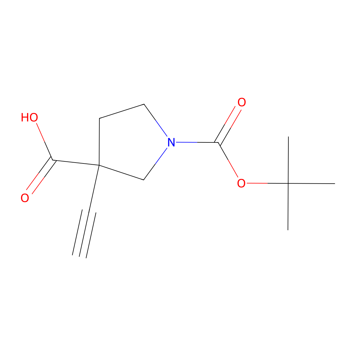 1-[(Tert-butoxy)carbonyl]-3-ethynylpyrrolidine-3-carboxylic acid molecular structure, CAS 2803862-00-0