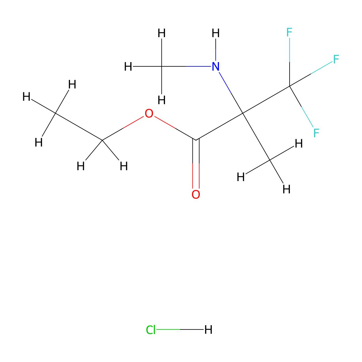 Ethyl 3,3,3-trifluoro-2-methyl-2-(methylamino)propanoate hydrochloride molecular structure, CAS 2803862-02-2