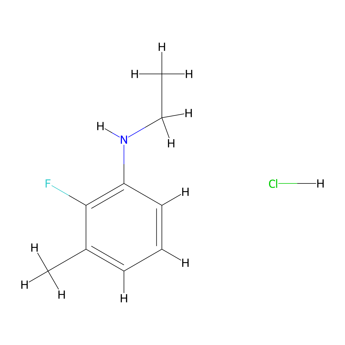 N-ethyl-2-fluoro-3-methylaniline hydrochloride molecular structure, CAS 2803862-07-7