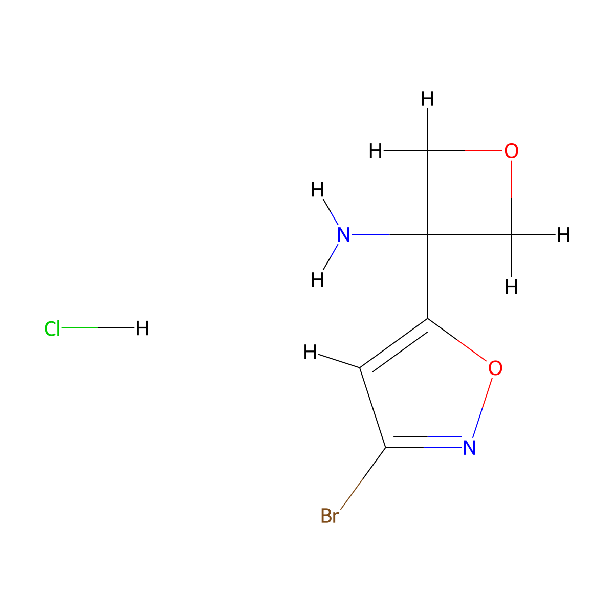 3-(3-Bromo-1,2-oxazol-5-yl)oxetan-3-amine hydrochloride molecular structure, CAS 2803862-16-8