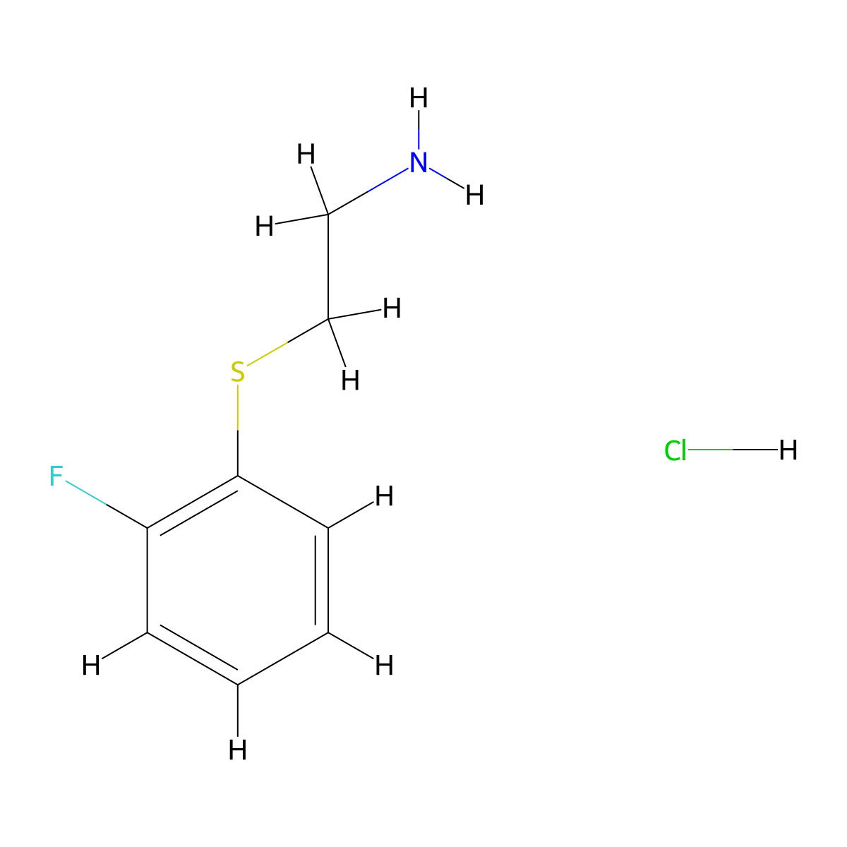 2-[(2-Fluorophenyl)sulfanyl]ethan-1-amine hydrochloride molecular structure, CAS 2803862-18-0