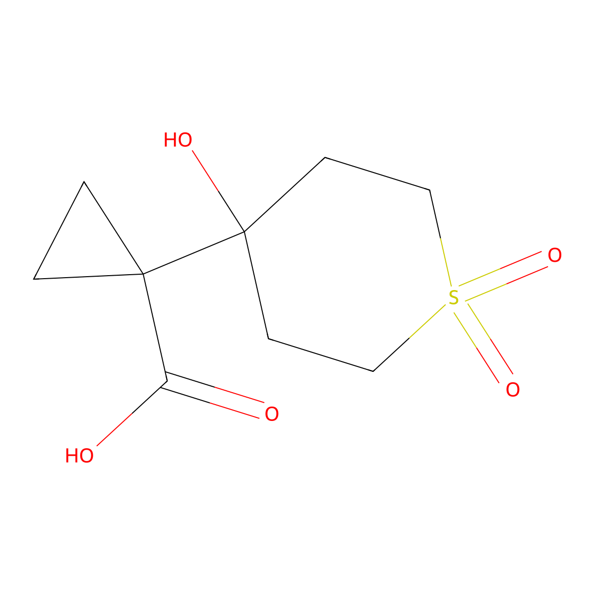1-(4-Hydroxy-1,1-dioxo-1lambda6-thian-4-yl)cyclopropane-1-carboxylicacid molecular structure, CAS 2803862-19-1