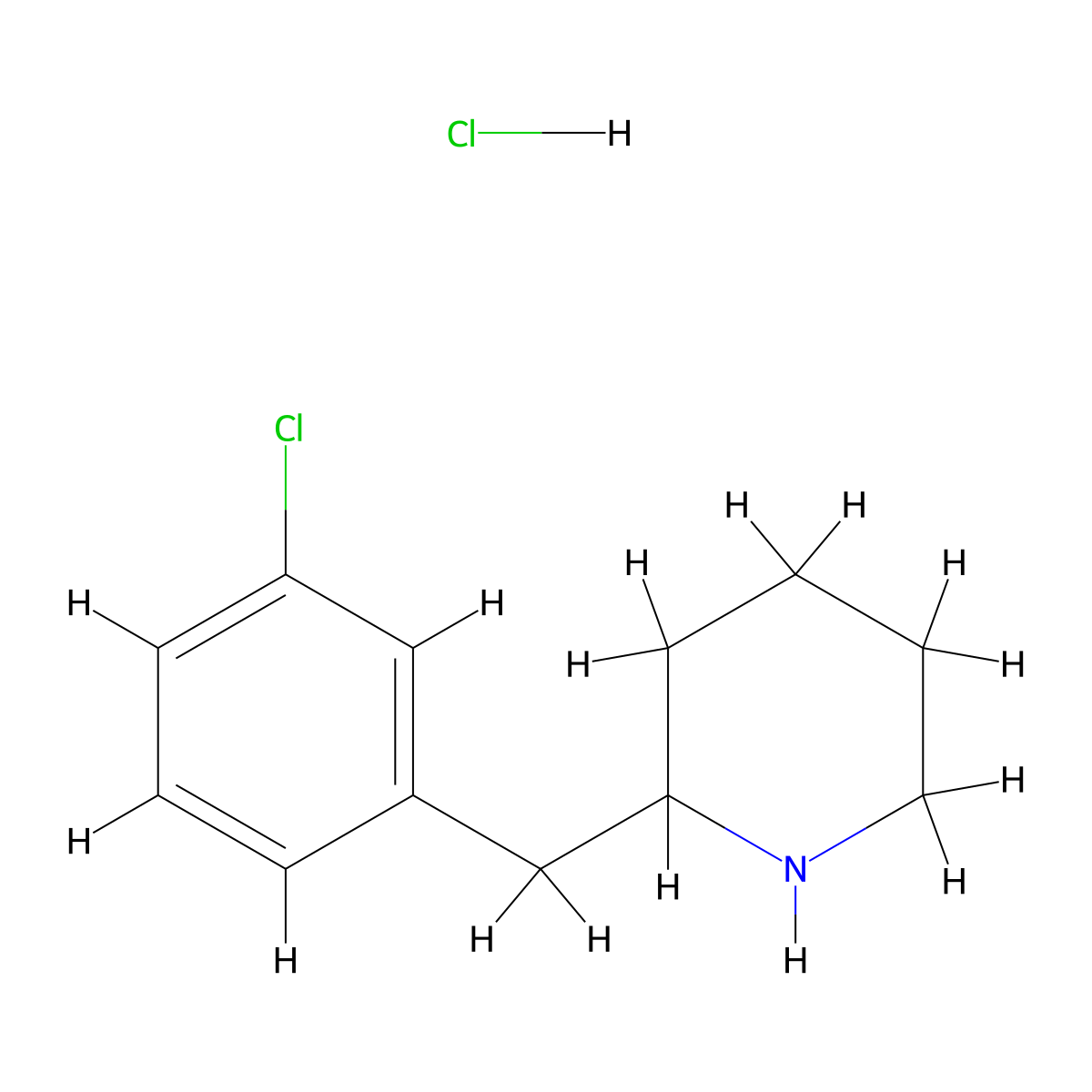 2-[(3-Chlorophenyl)methyl]piperidinehydrochloride molecular structure, CAS 2803862-23-7