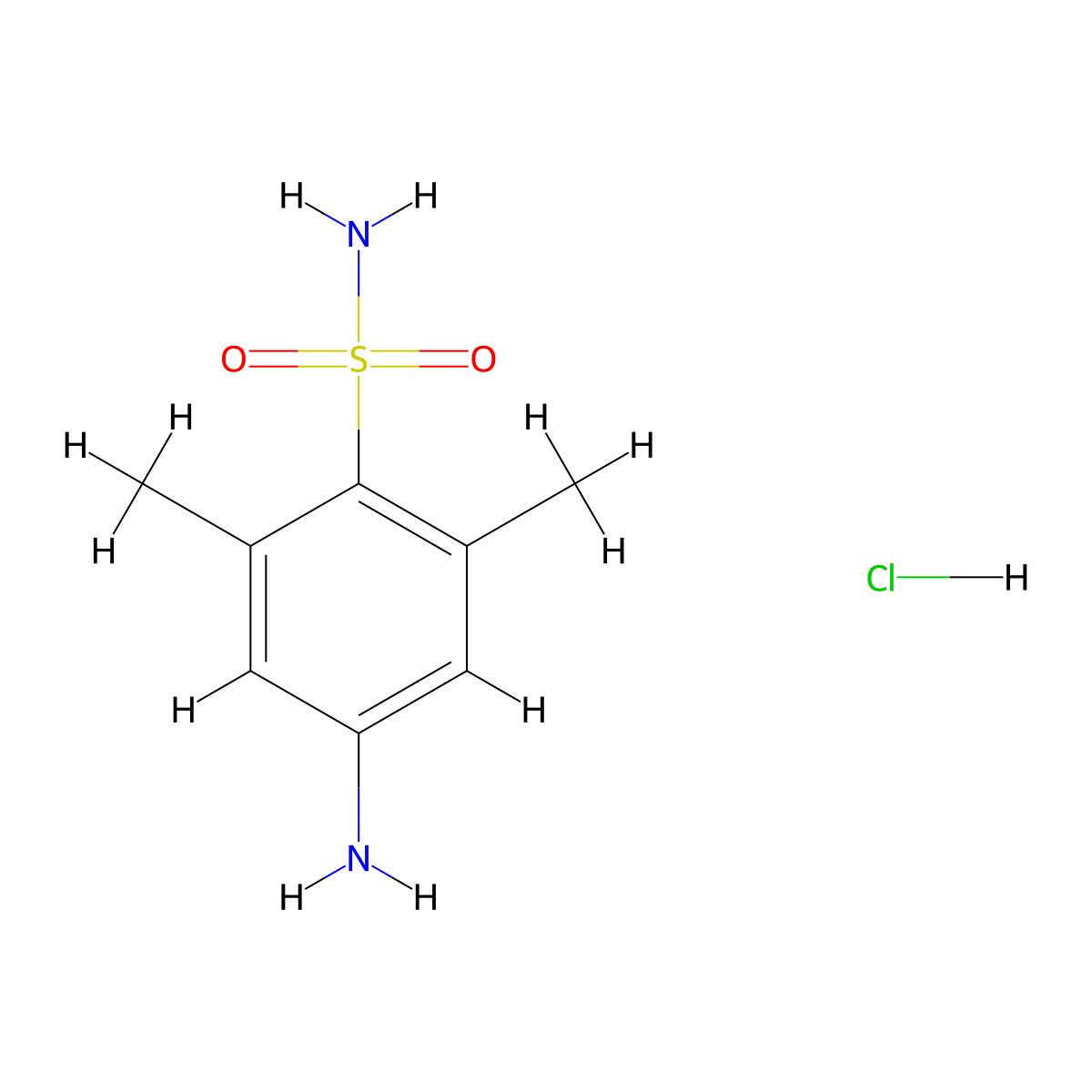 4-Amino-2,6-dimethylbenzene-1-sulfonamidehydrochloride molecular structure, CAS 2803862-24-8