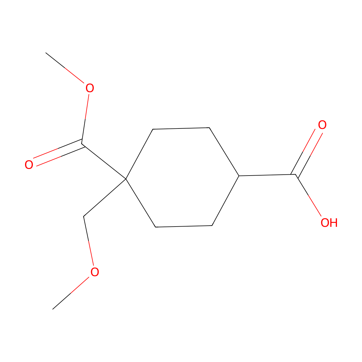 4-(Methoxycarbonyl)-4-(methoxymethyl)cyclohexane-1-carboxylic acid molecular structure, CAS 2803862-28-2