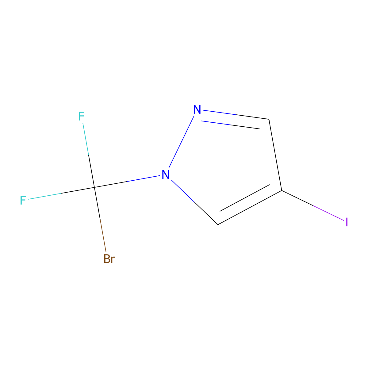 1-(bromodifluoromethyl)-4-iodo-1H-pyrazole molecular structure, CAS 2803862-29-3