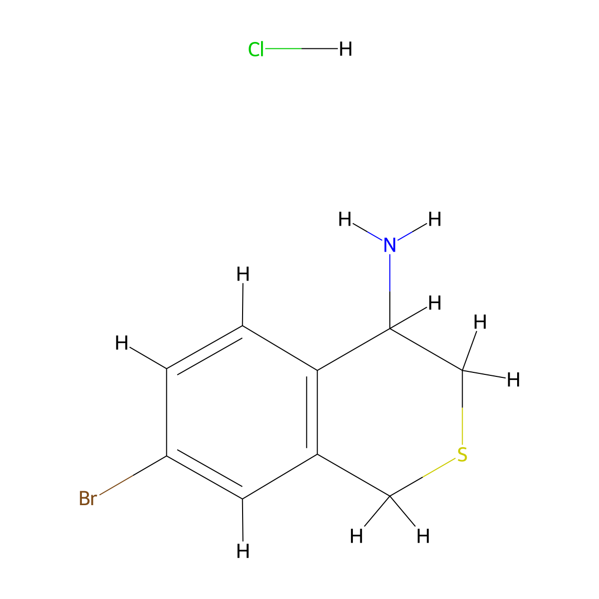 7-bromo-3,4-dihydro-1H-2-benzothiopyran-4-amine hydrochloride molecular structure, CAS 2803862-40-8