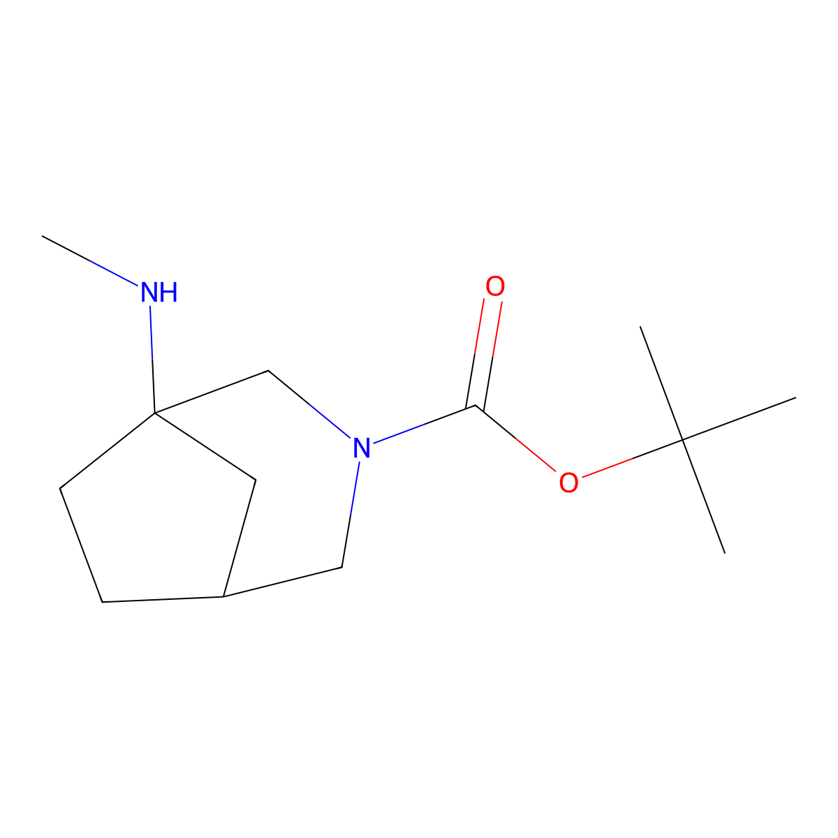 Tert-butyl 1-(methylamino)-3-azabicyclo[3.2.1]octane-3-carboxylate molecular structure, CAS 2803862-42-0