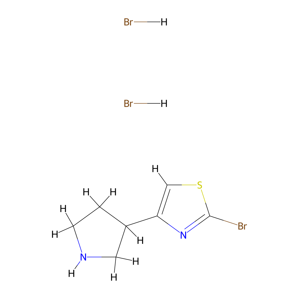 2-Bromo-4-(pyrrolidin-3-yl)-1,3-thiazoledihydrobromide molecular structure, CAS 2803862-45-3