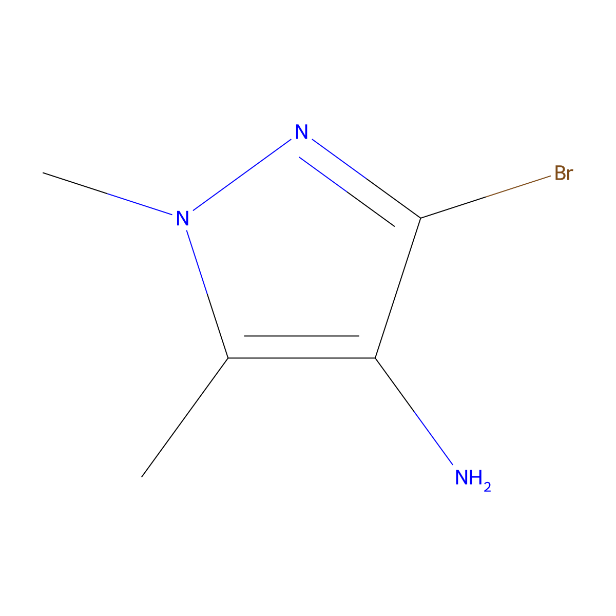 3-bromo-1,5-dimethyl-1H-pyrazol-4-amine molecular structure, CAS 2803862-58-8