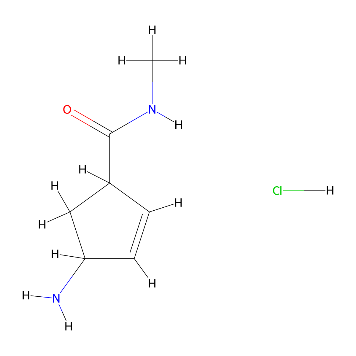 4-amino-N-methylcyclopent-2-ene-1-carboxamide hydrochloride molecular structure, CAS 2803862-67-9