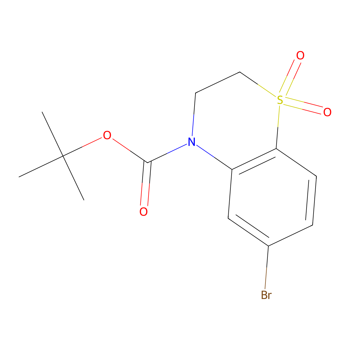 tert-butyl6-bromo-1,1-dioxo-3,4-dihydro-2H-1lambda6,4-benzothiazine-4-carboxylate molecular structure, CAS 2803862-91-9