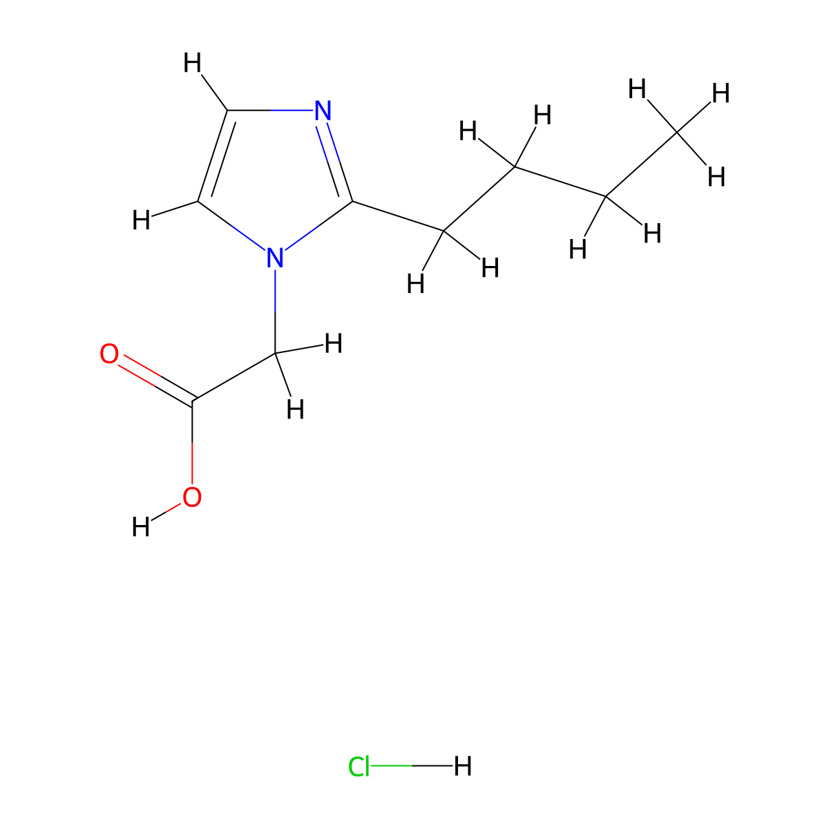 2-(2-butyl-1H-imidazol-1-yl)aceticacidhydrochloride molecular structure, CAS 2803863-02-5