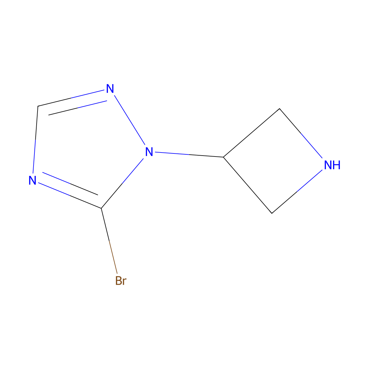 1-(azetidin-3-yl)-5-bromo-1H-1,2,4-triazole molecular structure, CAS 2803863-03-6