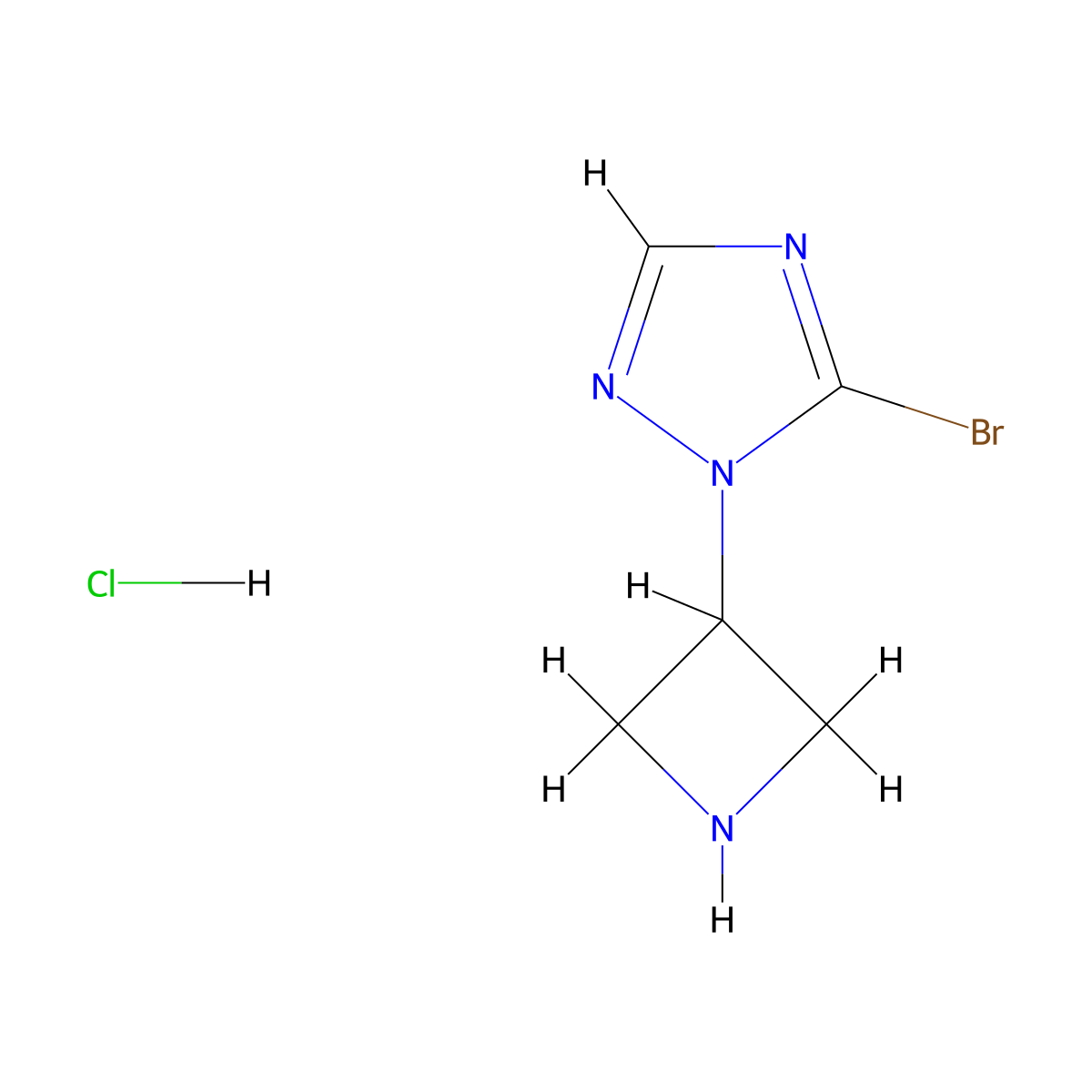 1-(azetidin-3-yl)-5-bromo-1H-1,2,4-triazole hydrochloride molecular structure, CAS 2803863-04-7