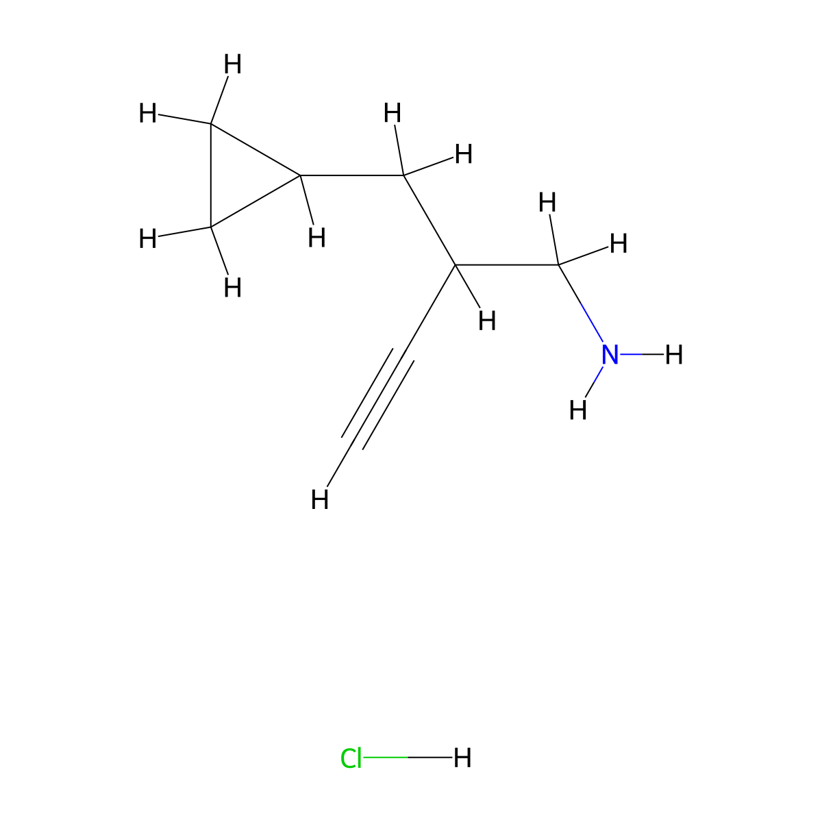 [2-(Aminomethyl)but-3-yn-1-yl]cyclopropane hydrochloride molecular structure, CAS 2803863-08-1