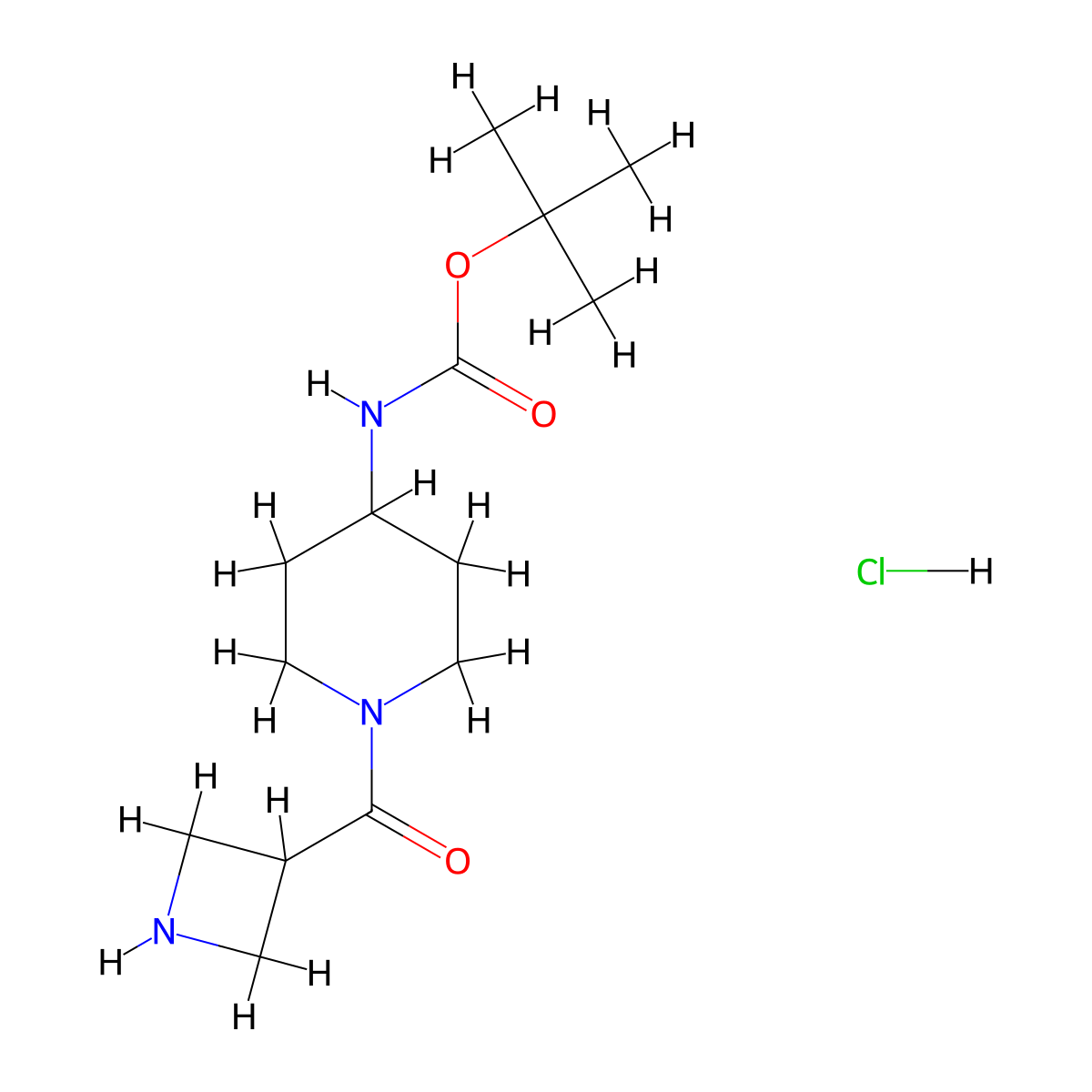tert-butylN-[1-(azetidine-3-carbonyl)piperidin-4-yl]carbamatehydrochloride molecular structure, CAS 2803863-12-7