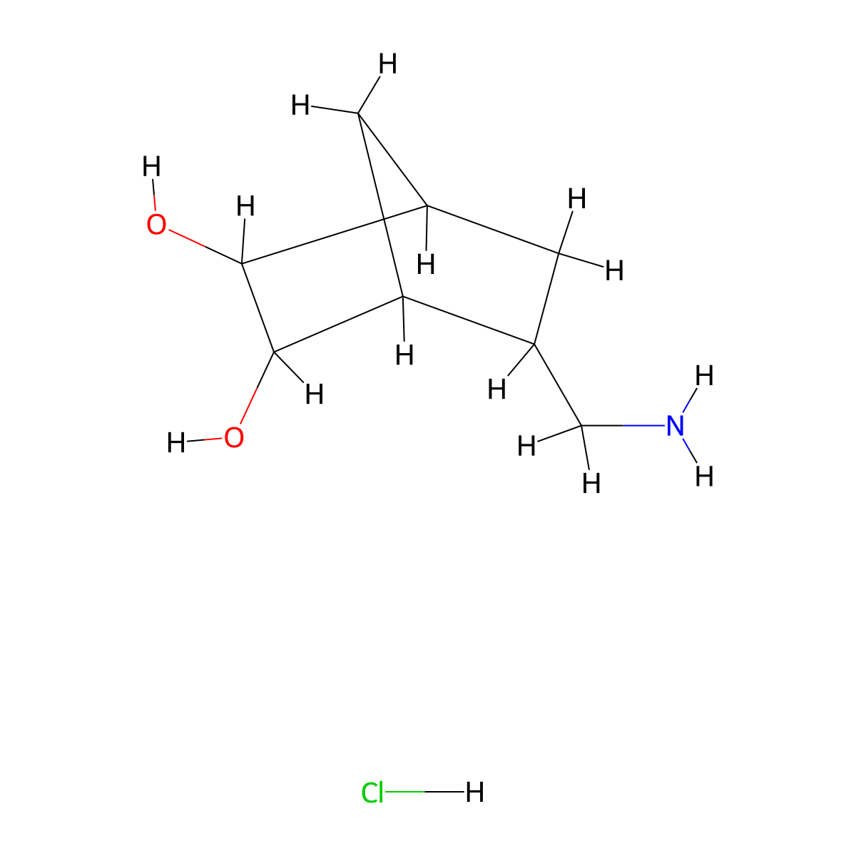5-(Aminomethyl)bicyclo[2.2.1]heptane-2,3-diol hydrochloride molecular structure, CAS 2803863-15-0