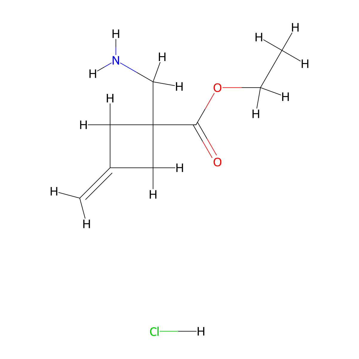 Ethyl1-(aminomethyl)-3-methylidenecyclobutane-1-carboxylatehydrochloride molecular structure, CAS 2803863-25-2