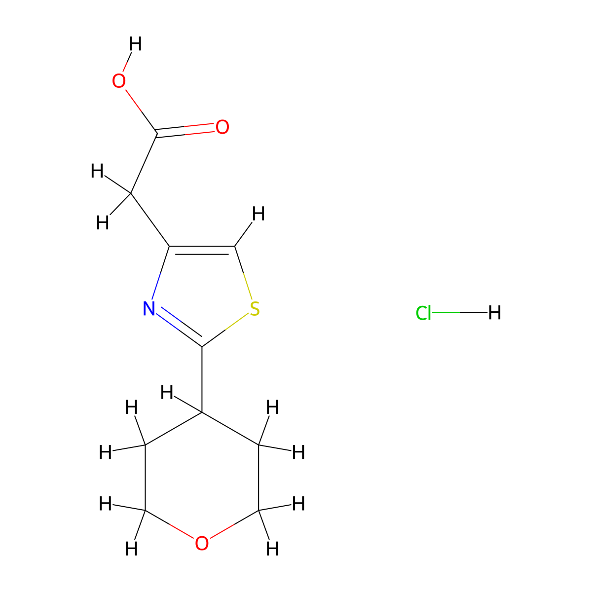 2-[2-(Oxan-4-yl)-1,3-thiazol-4-yl]aceticacidhydrochloride molecular structure, CAS 2803863-30-9