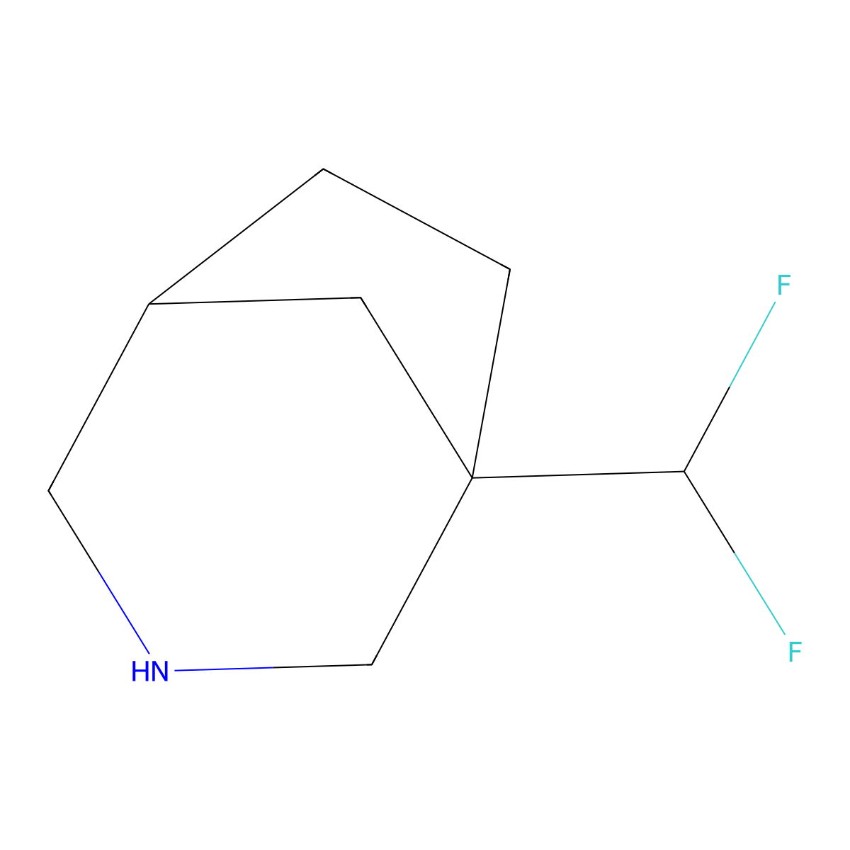 1-(Difluoromethyl)-3-azabicyclo[3.2.1]octane molecular structure, CAS 2803863-35-4