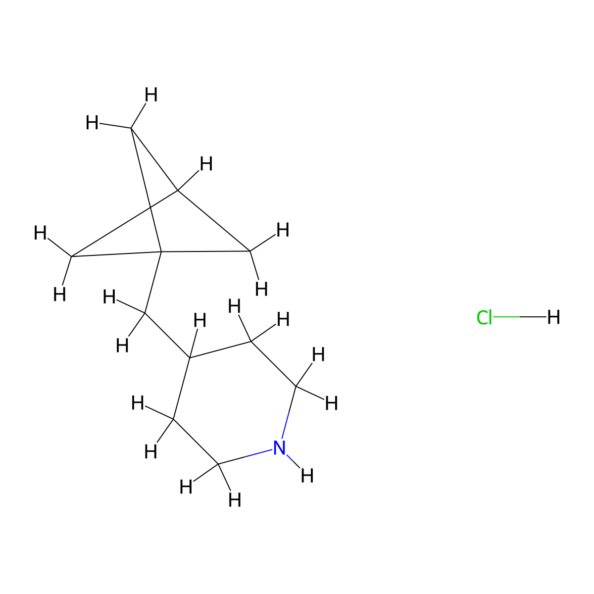 4-({Bicyclo[1.1.1]pentan-1-yl}methyl)piperidine hydrochloride molecular structure, CAS 2803863-41-2