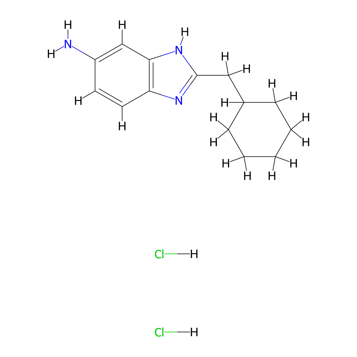 2-(cyclohexylmethyl)-1H-1,3-benzodiazol-5-amine dihydrochloride molecular structure, CAS 2803863-42-3