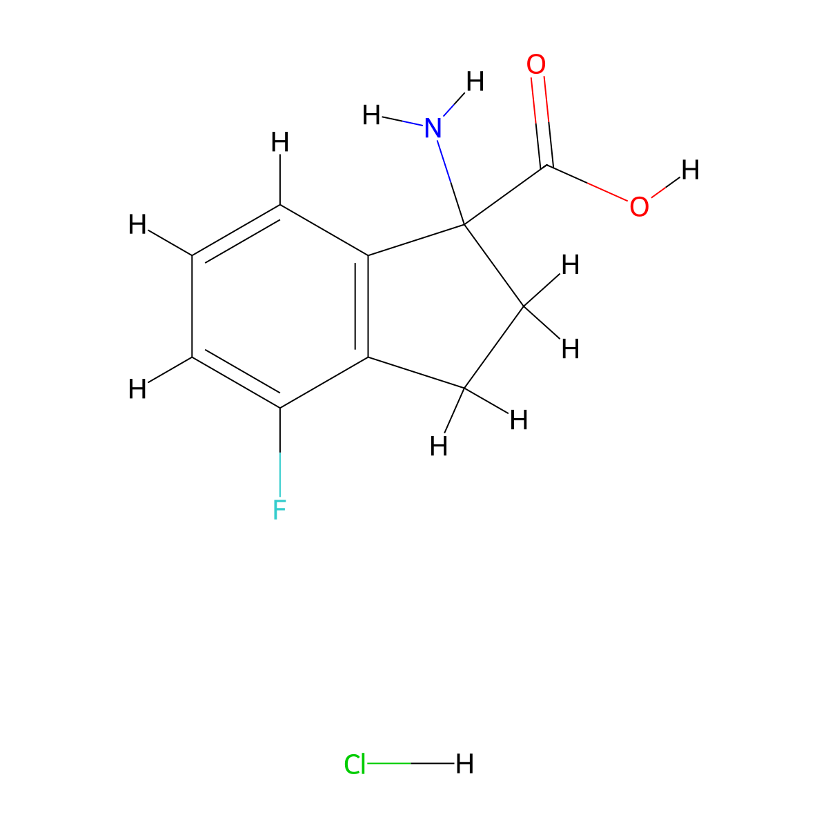 1-amino-4-fluoro-2,3-dihydro-1H-indene-1-carboxylicacidhydrochloride molecular structure, CAS 2803863-43-4