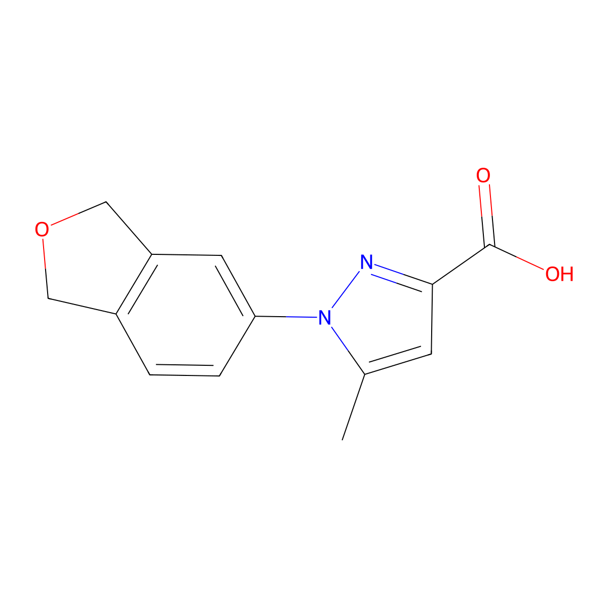 1-(1,3-dihydro-2-benzofuran-5-yl)-5-methyl-1H-pyrazole-3-carboxylicacid molecular structure, CAS 2803863-51-4