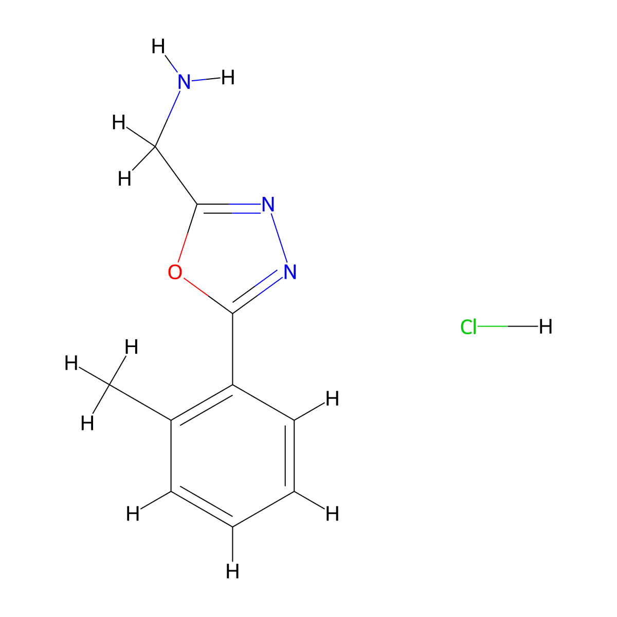 1-[5-(2-Methylphenyl)-1,3,4-oxadiazol-2-yl]methanaminehydrochloride molecular structure, CAS 2803863-93-4