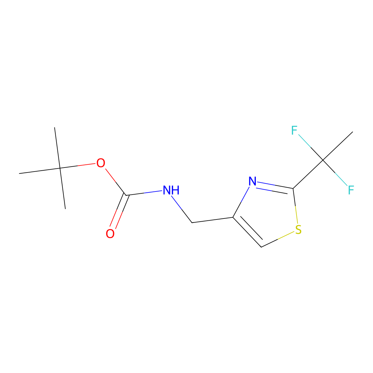 tert-butyl N-{[2-(1,1-difluoroethyl)-1,3-thiazol-4-yl]methyl}carbamate molecular structure, CAS 2803864-07-3