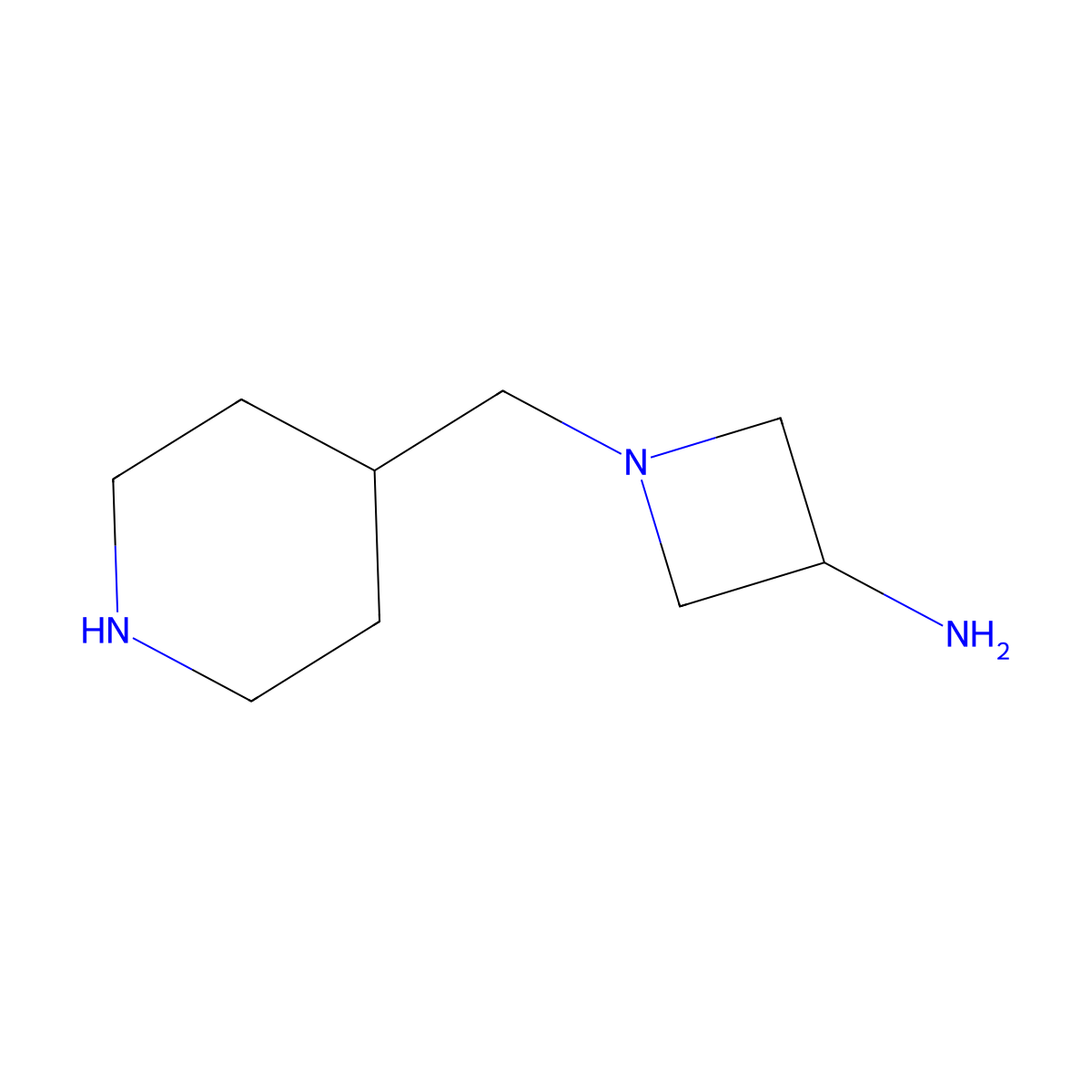 1-[(Piperidin-4-yl)methyl]azetidin-3-amine molecular structure, CAS 2803864-11-9