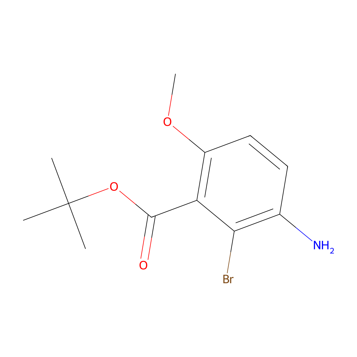 Tert-butyl 3-amino-2-bromo-6-methoxybenzoate molecular structure, CAS 2803864-13-1