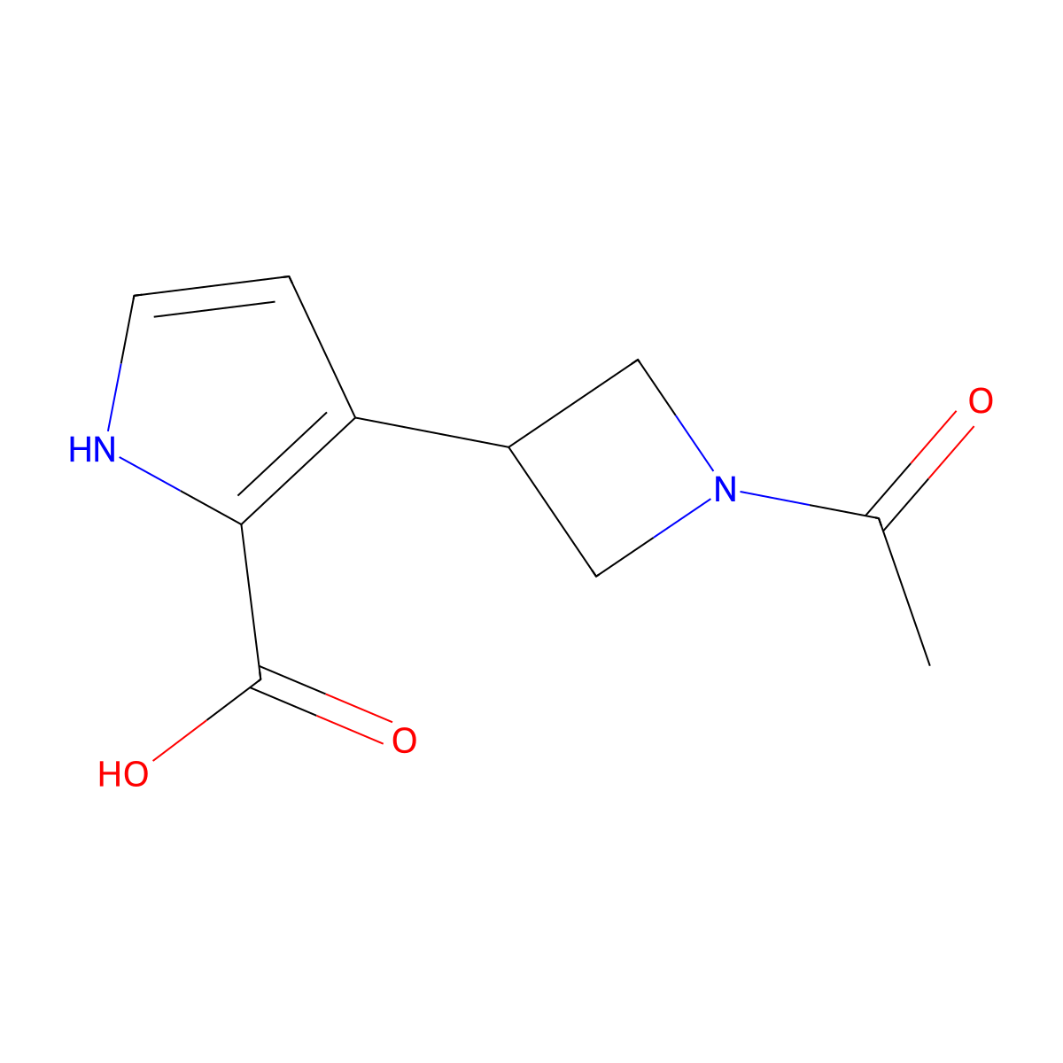 3-(1-acetylazetidin-3-yl)-1H-pyrrole-2-carboxylic acid molecular structure, CAS 2803864-18-6