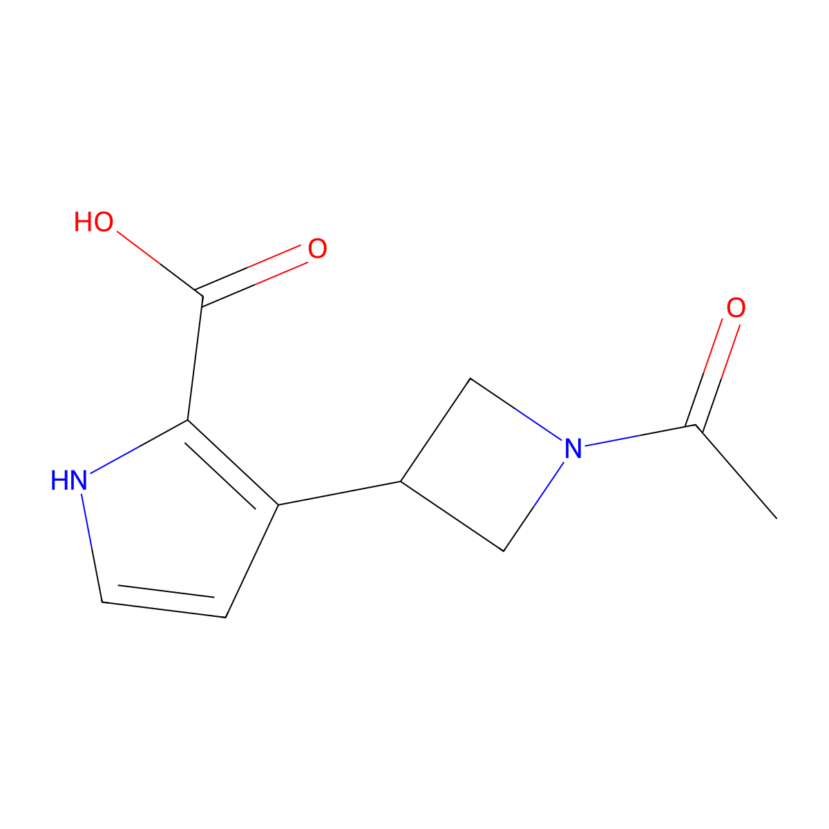 3-(1-acetylazetidin-3-yl)-1H-pyrrole-2-carboxylic acid molecular structure, CAS 2803864-18-6