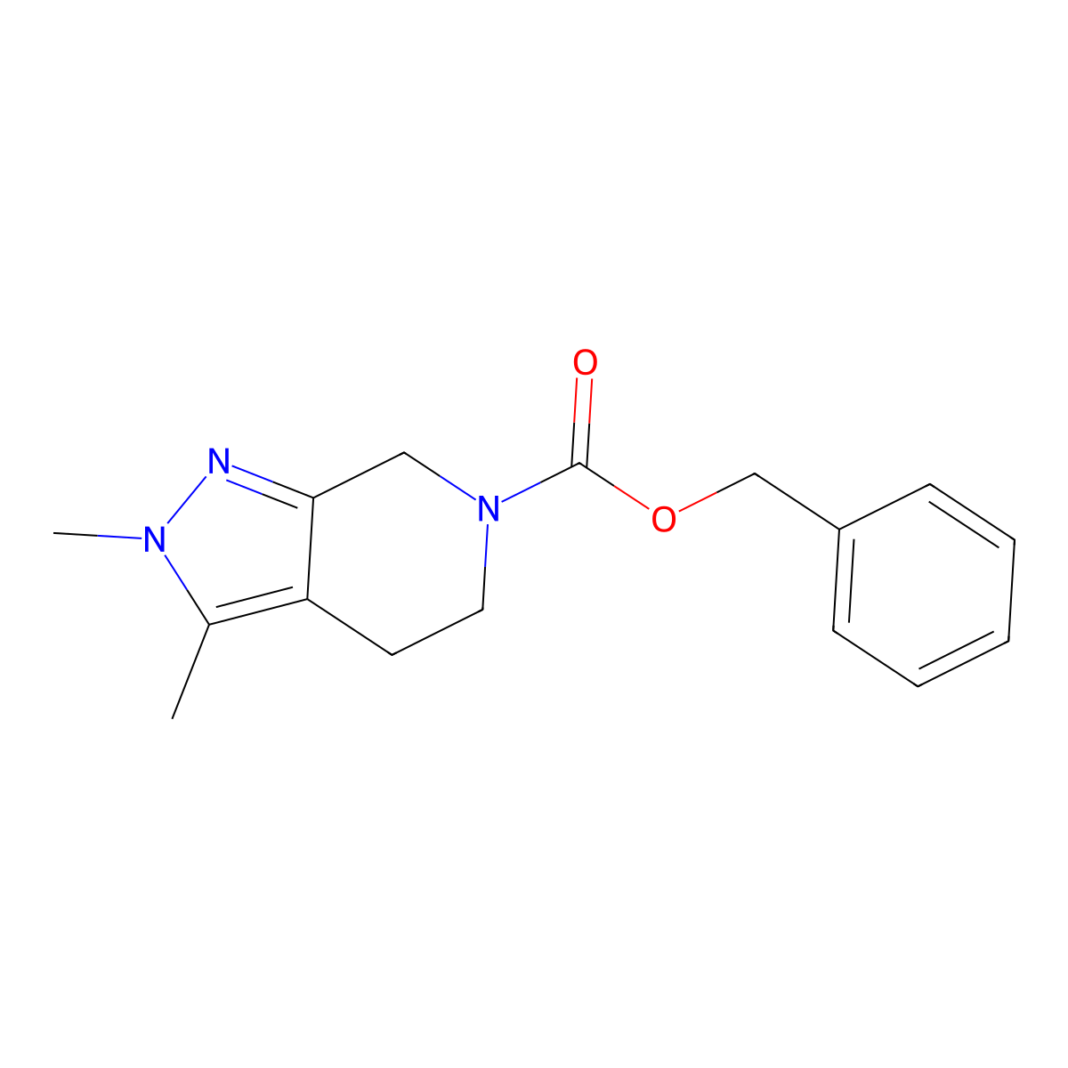 benzyl 2,3-dimethyl-2H,4H,5H,6H,7H-pyrazolo[3,4-c]pyridine-6-carboxylate molecular structure, CAS 2803864-28-8