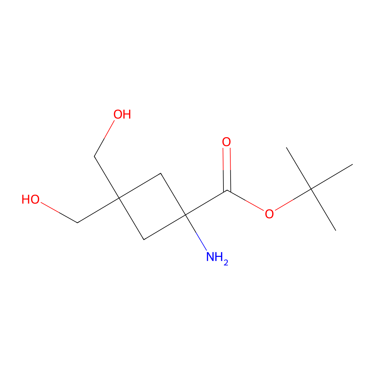 Tert-butyl 1-amino-3,3-bis(hydroxymethyl)cyclobutane-1-carboxylate molecular structure, CAS 2803864-29-9