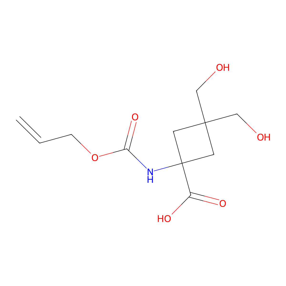 3,3-Bis(hydroxymethyl)-1-{[(prop-2-en-1-yloxy)carbonyl]amino}cyclobutane-1-carboxylic acid molecular structure, CAS 2803864-32-4