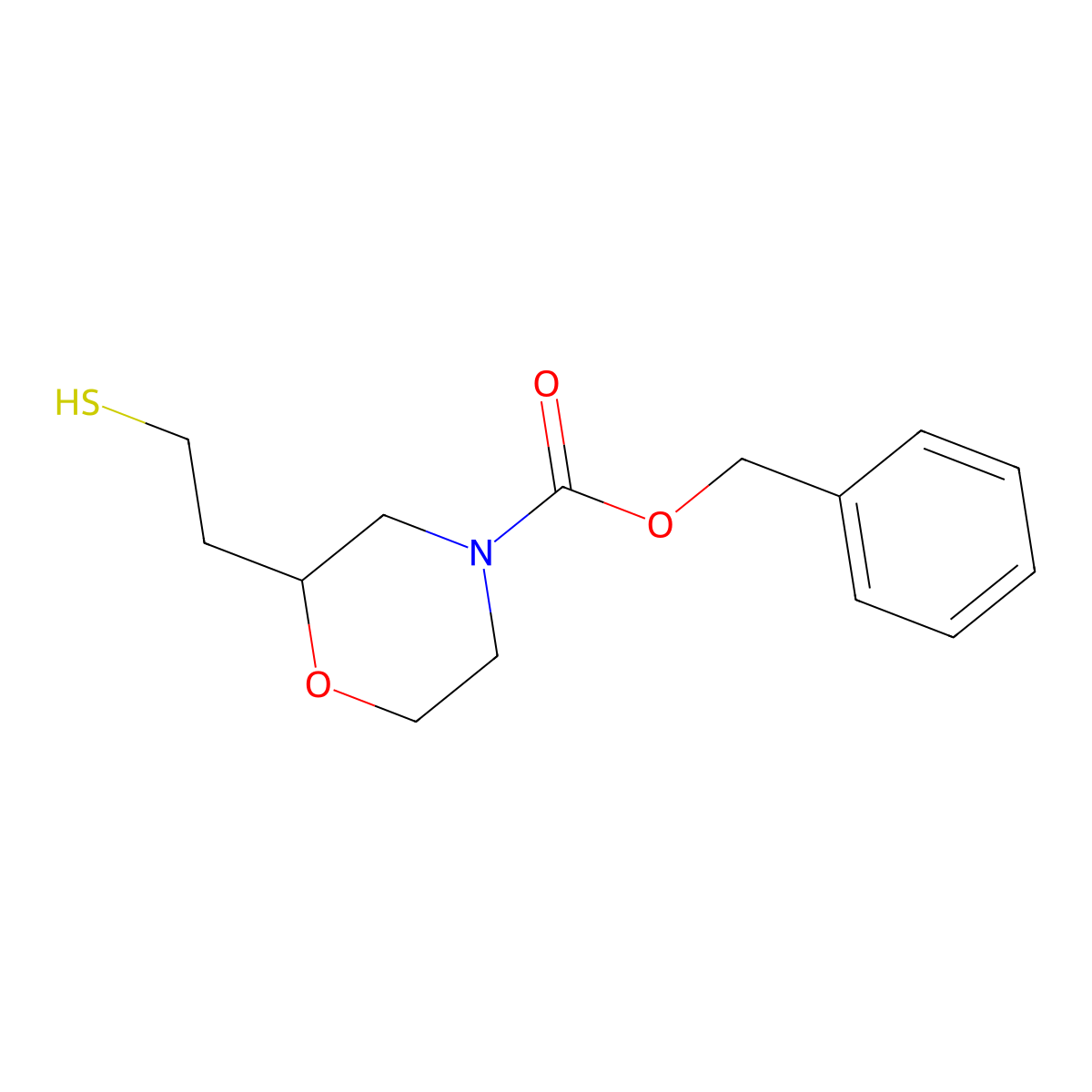 Benzyl 2-(2-sulfanylethyl)morpholine-4-carboxylate molecular structure, CAS 2803864-39-1