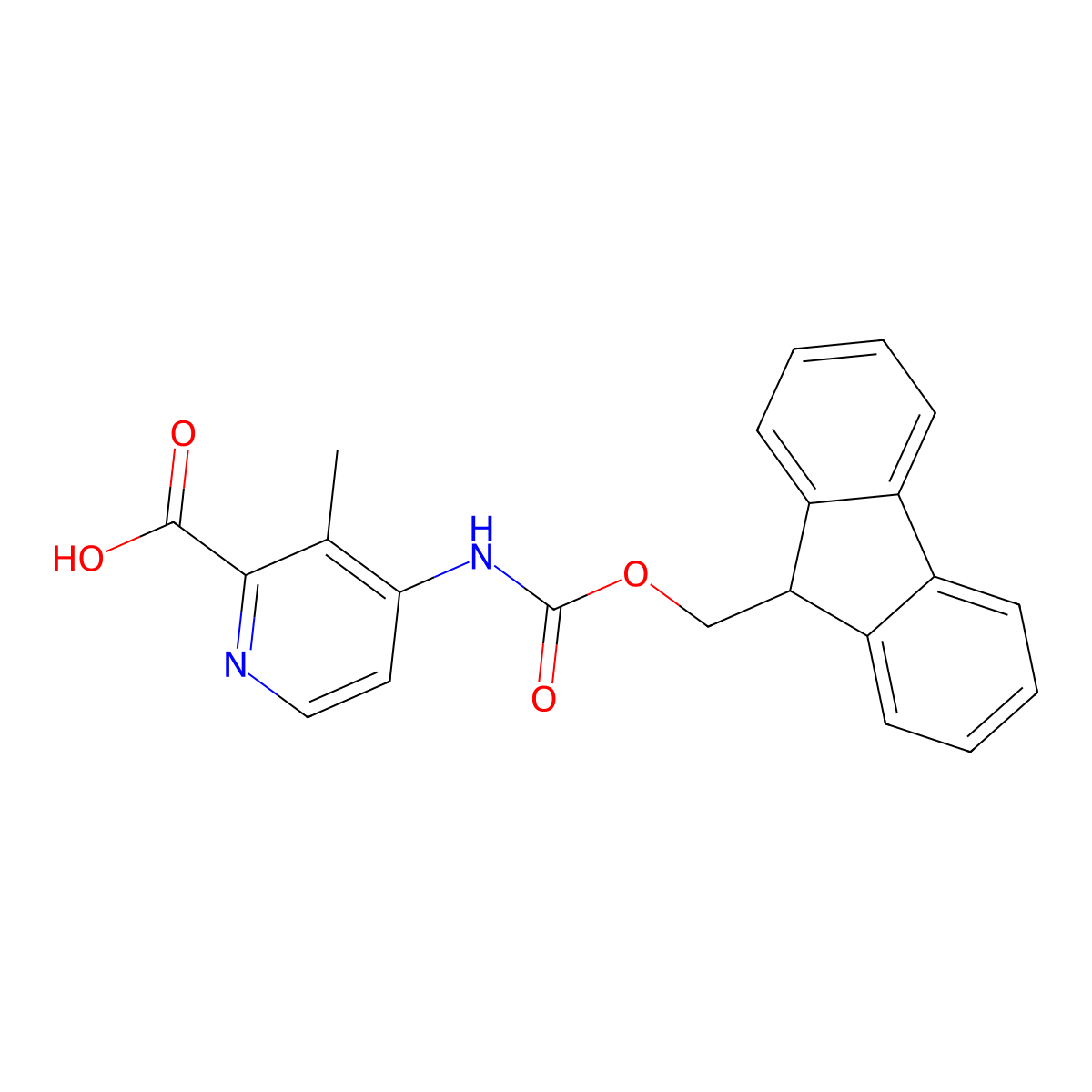 4-({[(9H-fluoren-9-yl)methoxy]carbonyl}amino)-3-methylpyridine-2-carboxylic acid molecular structure, CAS 2803864-50-6