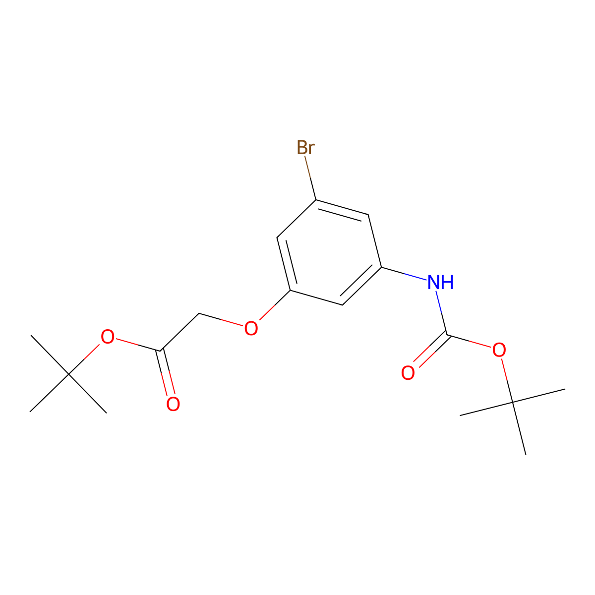 Tert-butyl 2-(3-bromo-5-{[(tert-butoxy)carbonyl]amino}phenoxy)acetate molecular structure, CAS 2803864-53-9